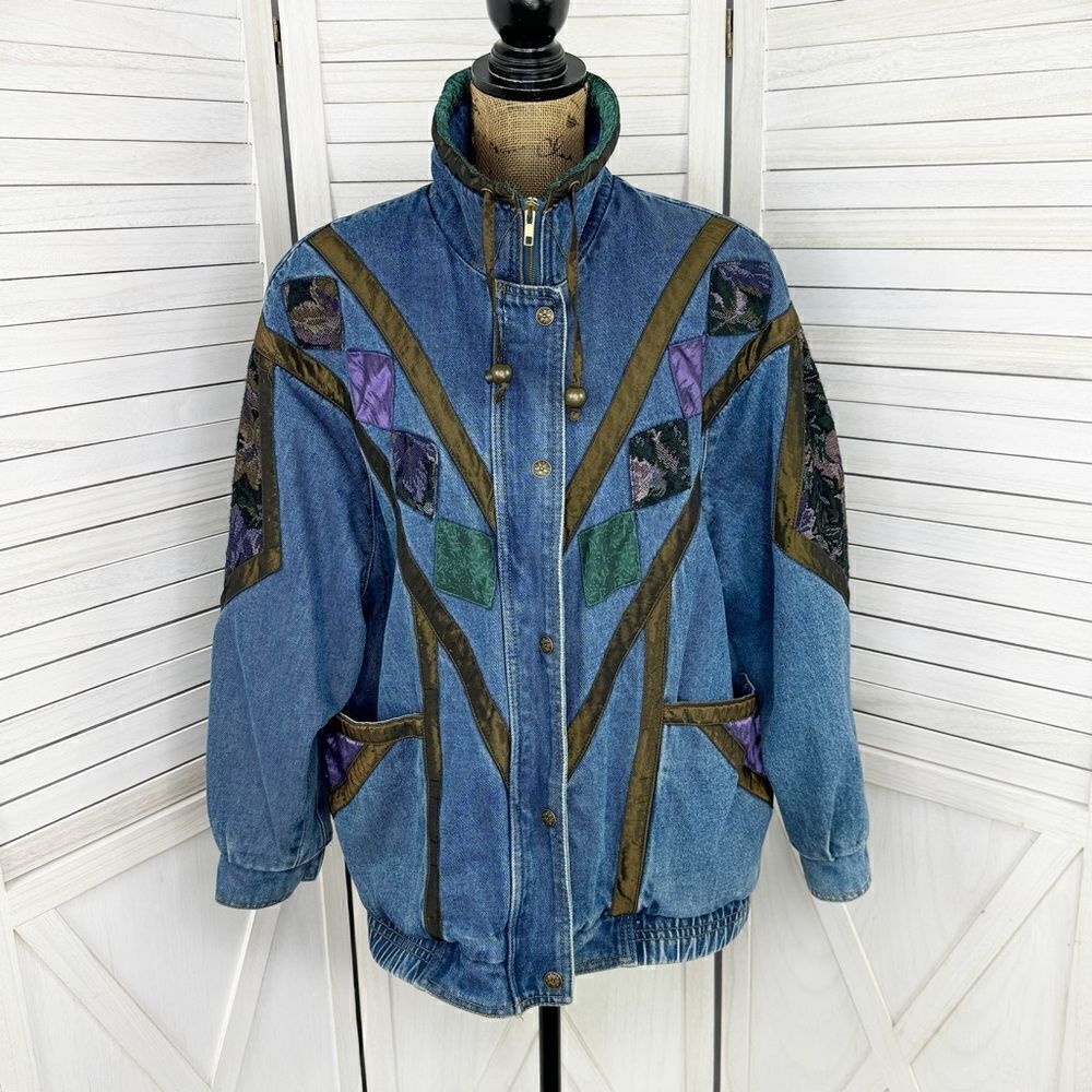 Current Seen Vintage 80s Patchwork Denim Coat Blu… - image 5